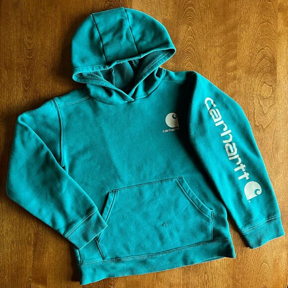Carhartt teal green hoodie M 10-12 - Picture 1 of 8
